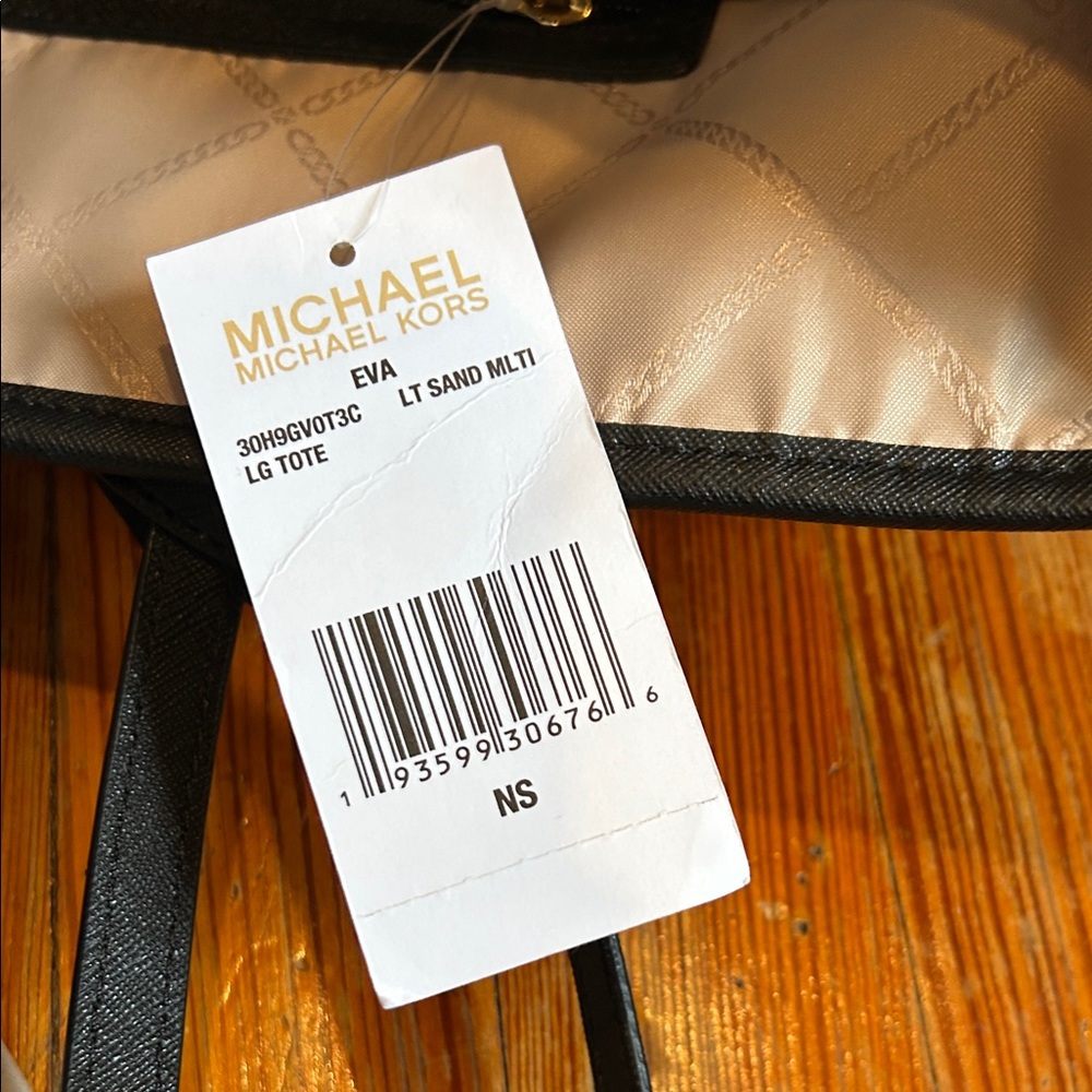 Michael Kors Eva Large Tote Sand Nylon Work Laptop Bag NWT - Picture 13 of 14